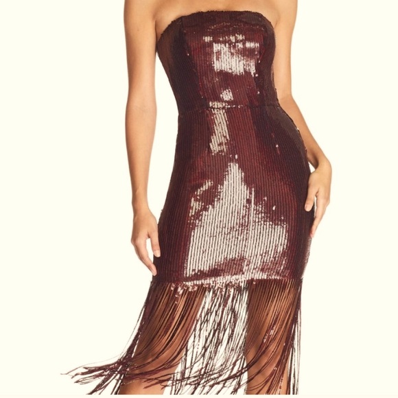 Strapless Black high low sequins dress - Picture 2 of 9